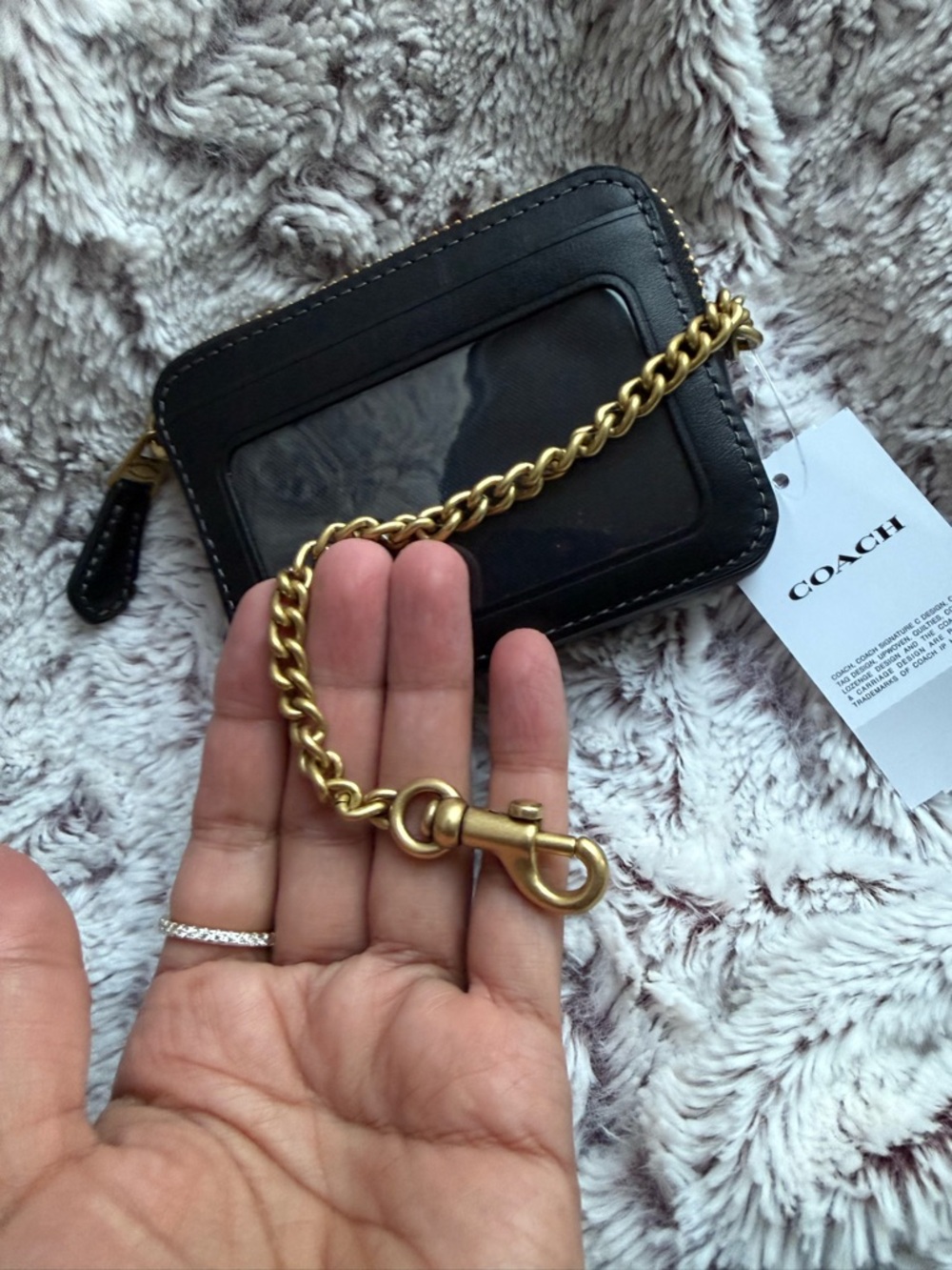 Coach Black Leather Zip Coin Pouch with Gold Hardware - Picture 4 of 5